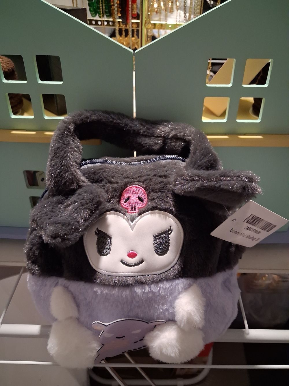 Sanrio Kuromi Plush Kids Handbag - Black and Light Purple Accent